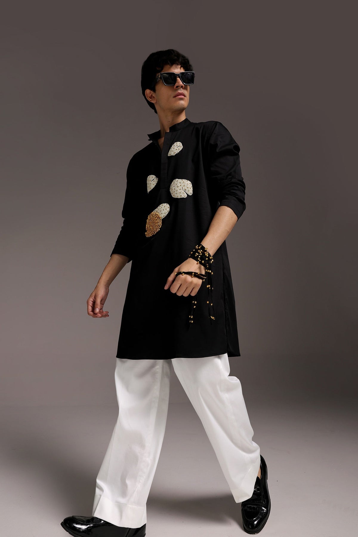 Pearl Pod - Hand Embroidered Designer Kurta - Black