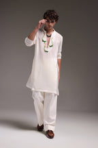 Ambi (Paisley) - Hand Embroidered Designer Kurta - Ivory
