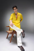 Ibha (Elephant) Bhandini - Hand Embroidered Designer Kurta - Lime Green