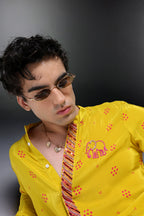 Ibha (Elephant) Bhandini - Hand Embroidered Designer Kurta - Lime Green