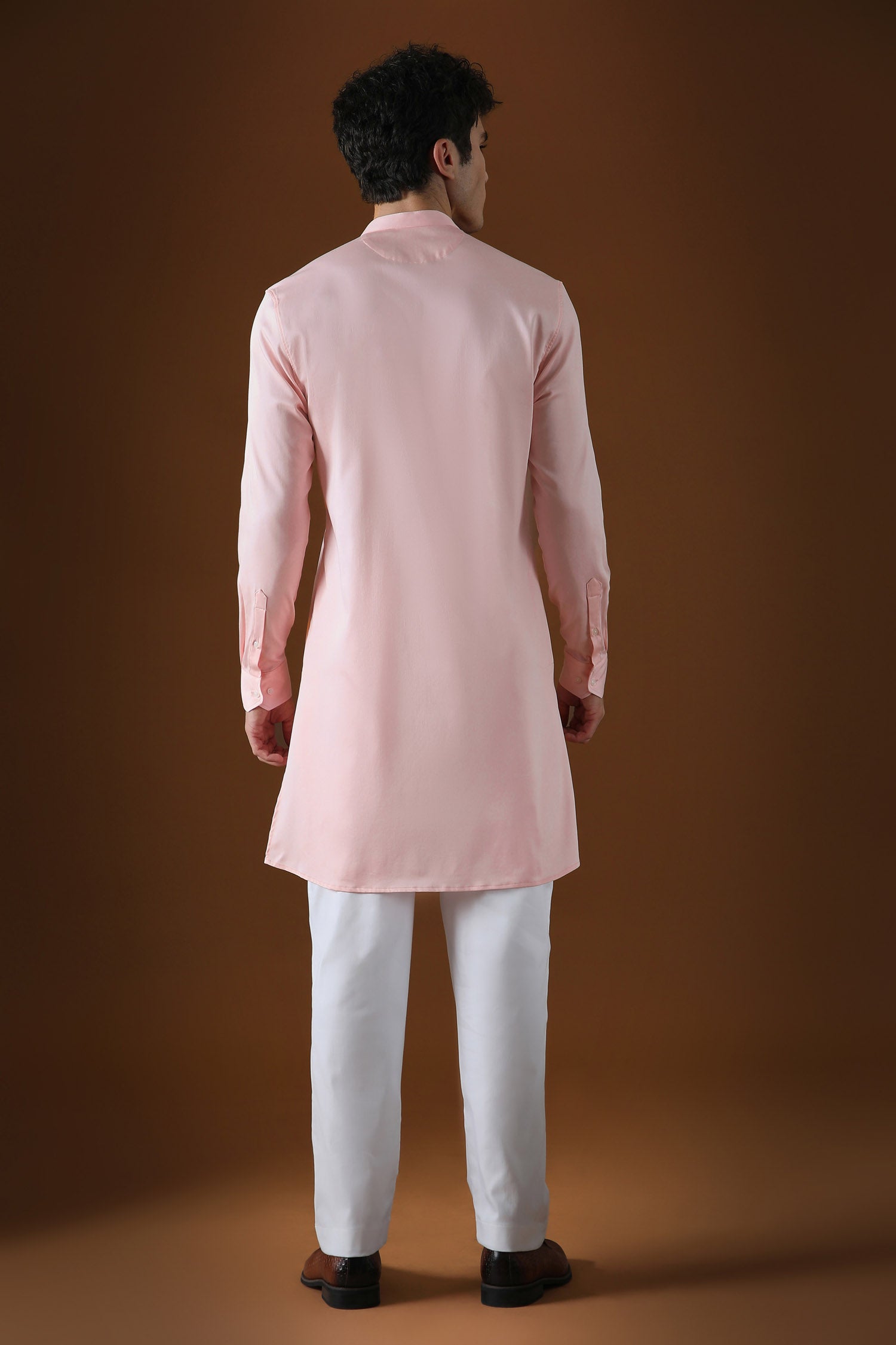 Heart and Panther Hand Embroidered Designer Kurta - Baby Pink