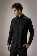 Floret - Hand Embroidered Designer Shirt - Black