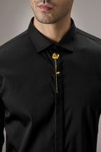 Floret - Hand Embroidered Designer Shirt - Black