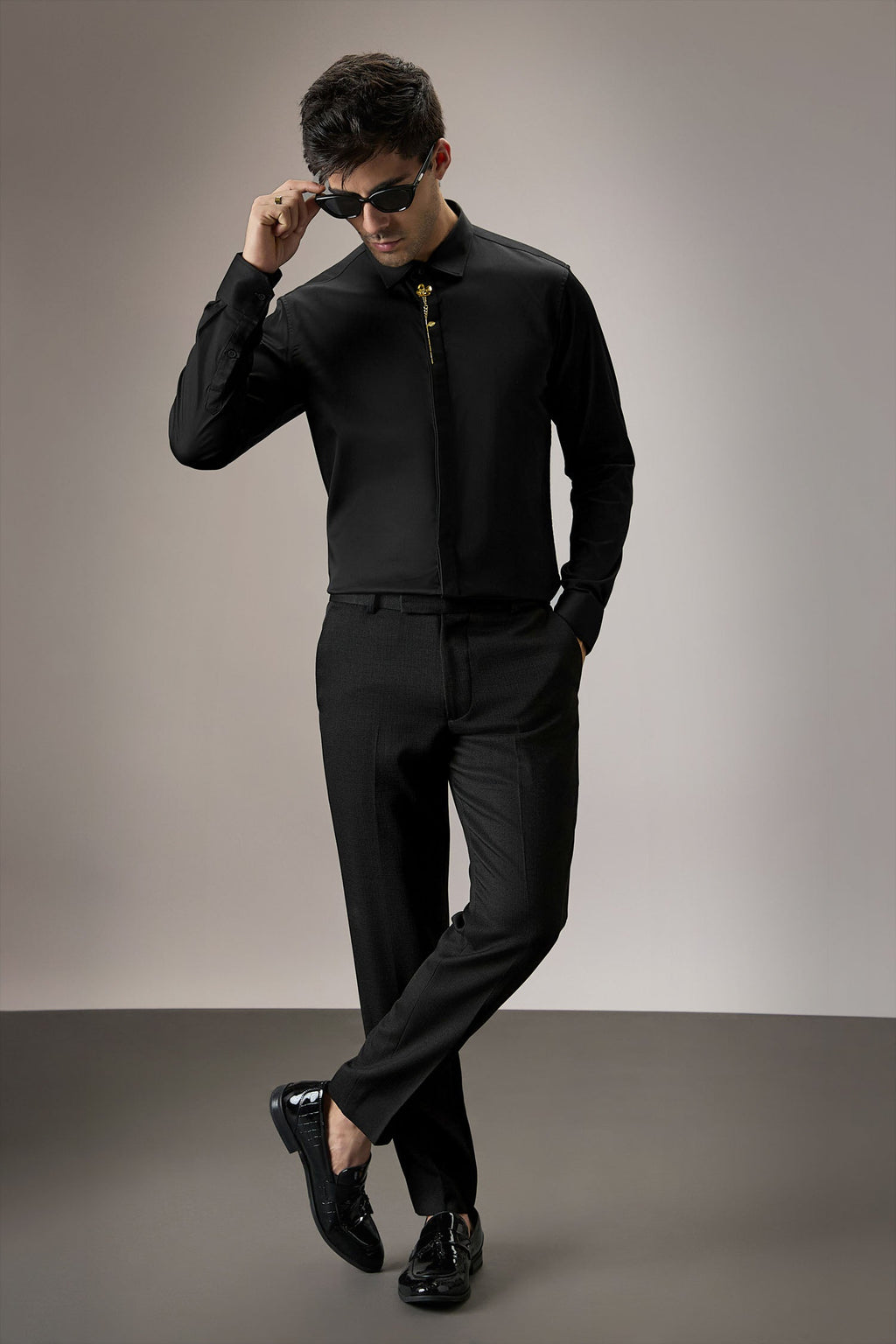 Floret - Hand Embroidered Designer Shirt - Black