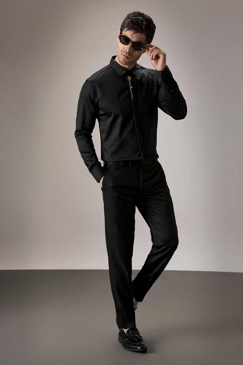 Floret - Hand Embroidered Designer Shirt - Black