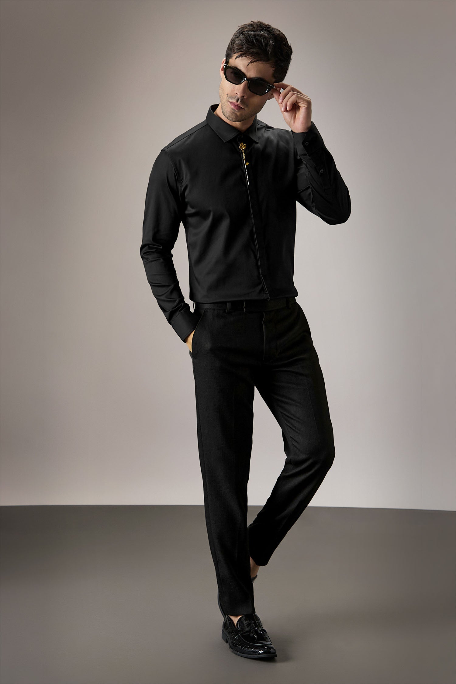 Floret - Hand Embroidered Designer Shirt - Black