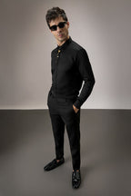 Floret - Hand Embroidered Designer Shirt - Black