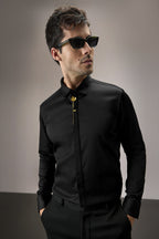 Floret - Hand Embroidered Designer Shirt - Black