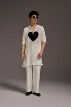 HeartThrob (Rhinestone) - Hand Embroidered Designer Kurta - Ivory