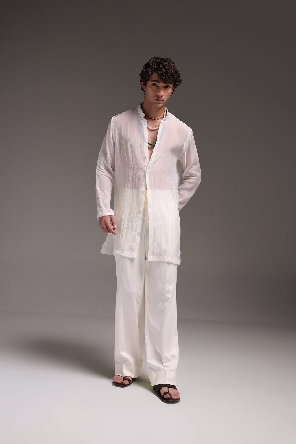 Organza Designer Kurta - Ecru White
