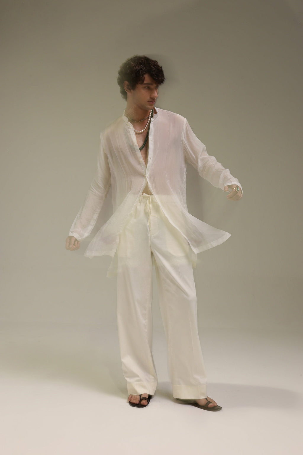 Organza Designer Kurta - Ecru White