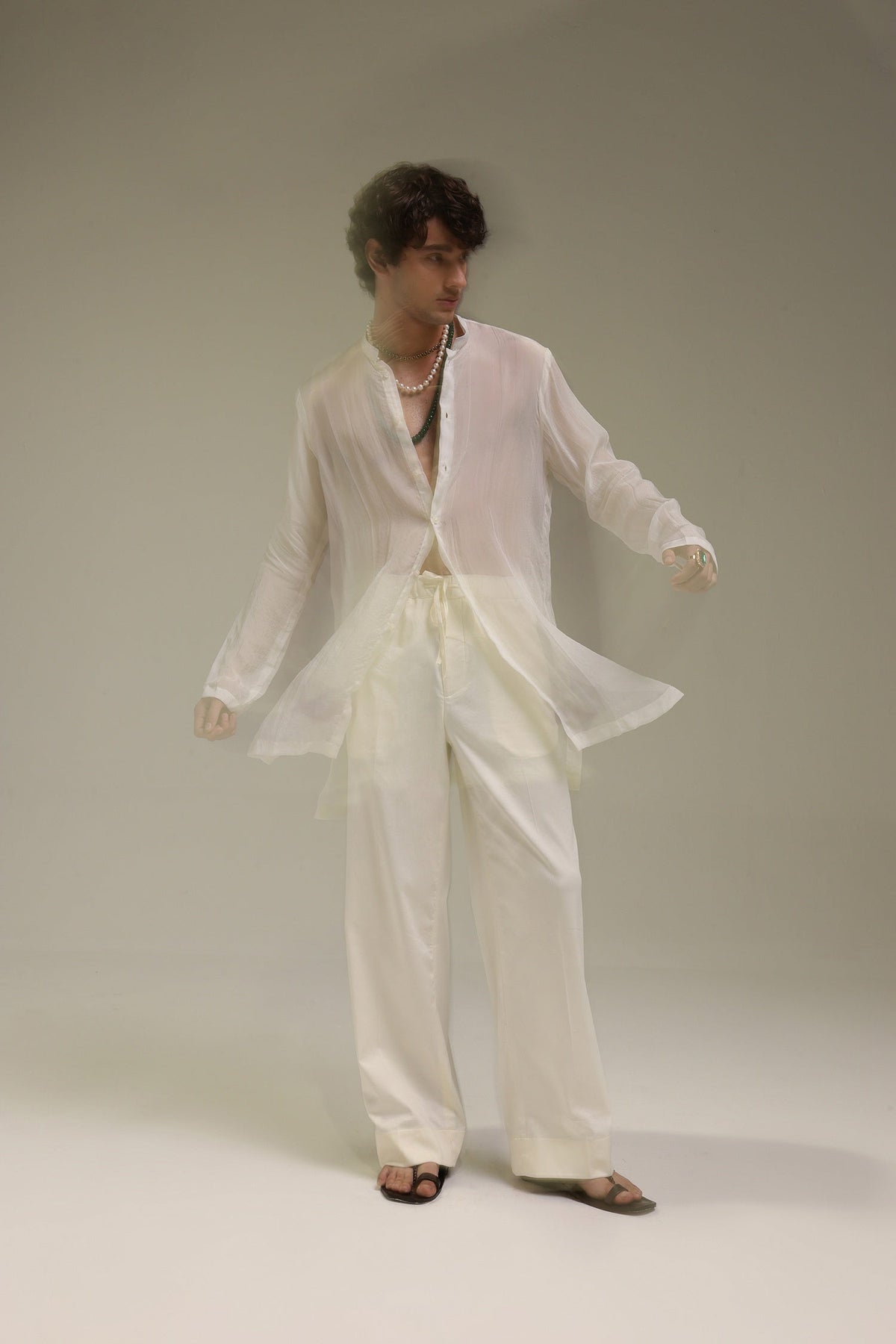 Organza Designer Kurta - Ecru White