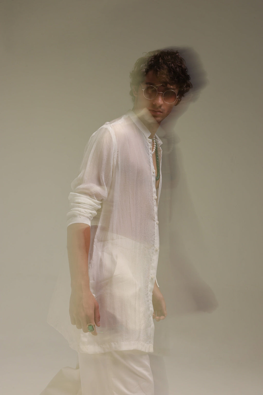 Organza Designer Kurta - Ecru White