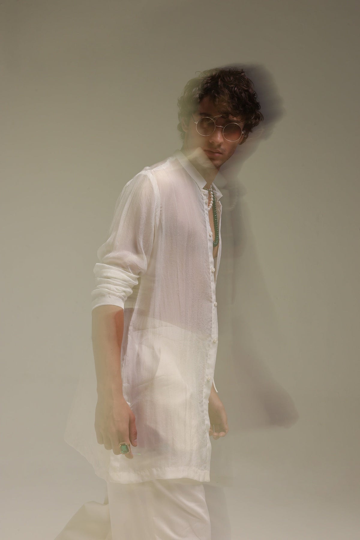 Organza Designer Kurta - Ecru White
