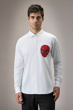 Spiderman - Hand Embroidered Designer Shirt - White