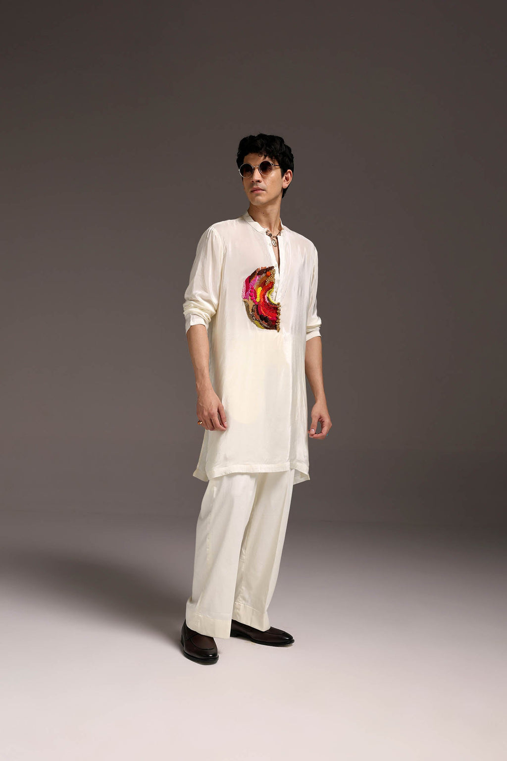 Spectrum - Hand Embroidered Designer Kurta - Ivory