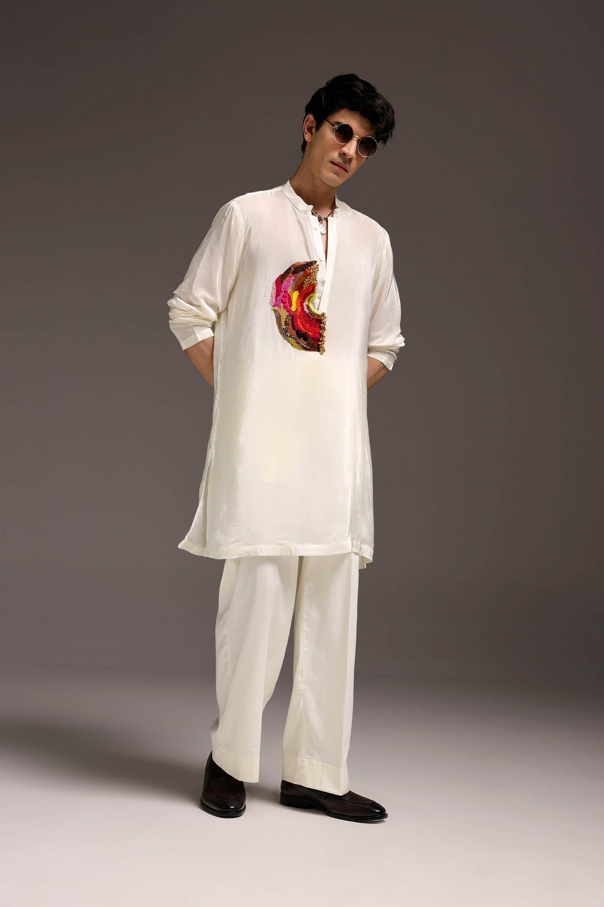 Spectrum - Hand Embroidered Designer Kurta - Ivory