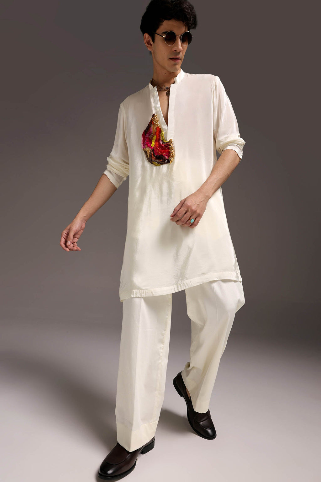 Spectrum - Hand Embroidered Designer Kurta - Ivory