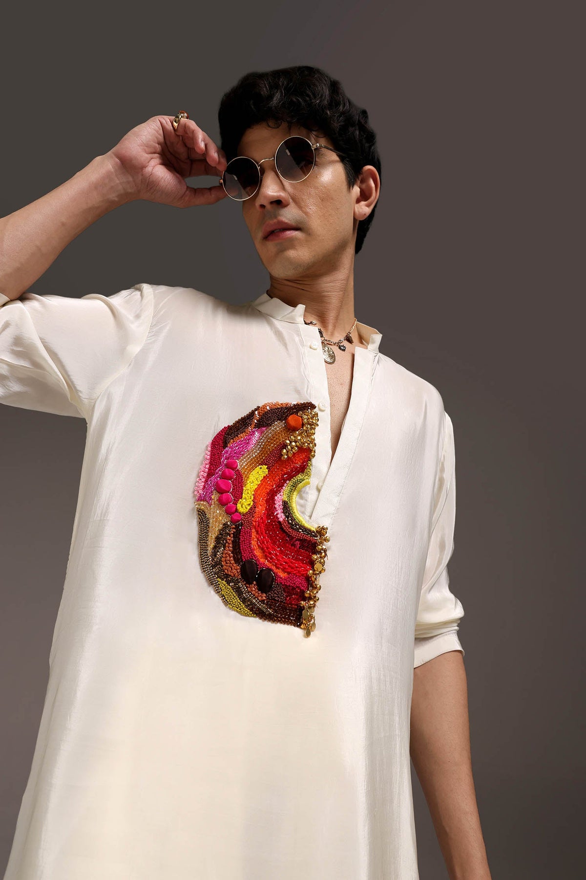 Spectrum - Hand Embroidered Designer Kurta - Ivory