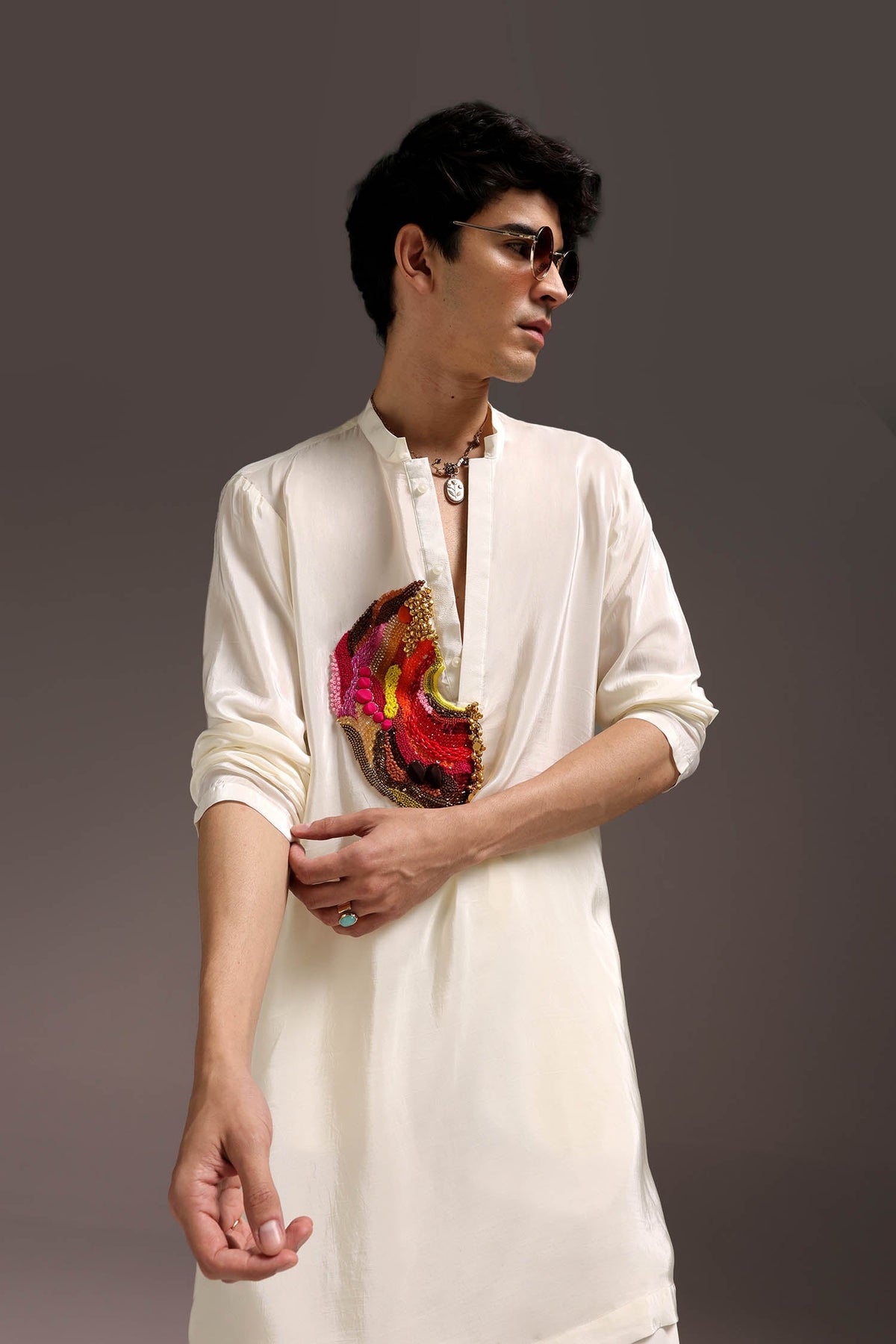 Spectrum - Hand Embroidered Designer Kurta - Ivory