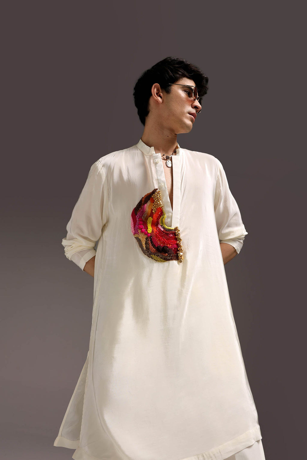 Spectrum - Hand Embroidered Designer Kurta - Ivory