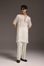 Heart Line - Hand Embroidered Designer Kurta - Ivory
