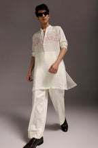 Heart Line - Hand Embroidered Designer Kurta - Ivory