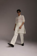 Heart Line - Hand Embroidered Designer Kurta - Ivory
