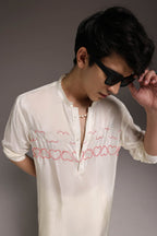 Heart Line - Hand Embroidered Designer Kurta - Ivory