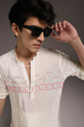 Heart Line - Hand Embroidered Designer Kurta - Ivory