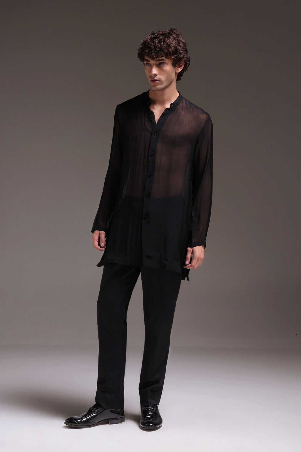 Black Organza Designer Kurta - Black