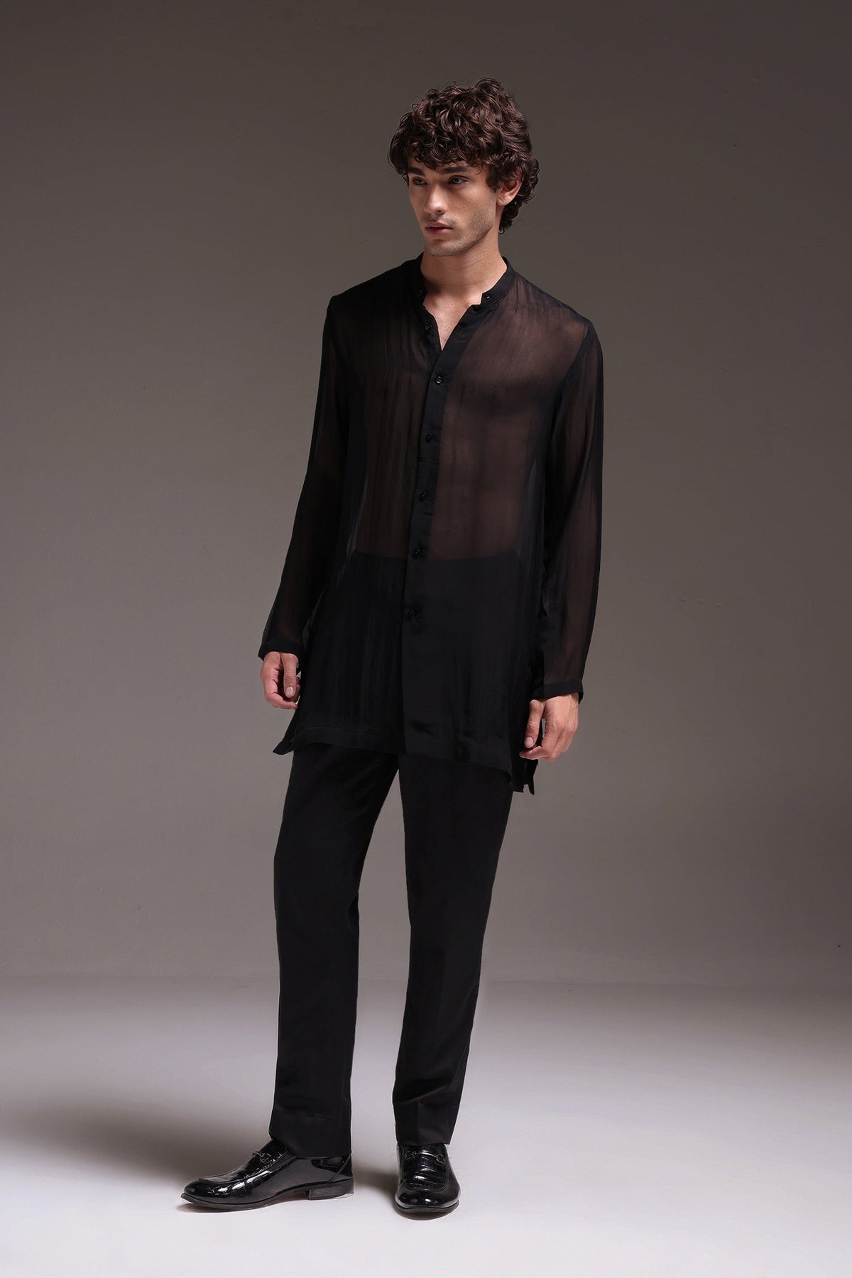 Black Organza Designer Kurta - Black