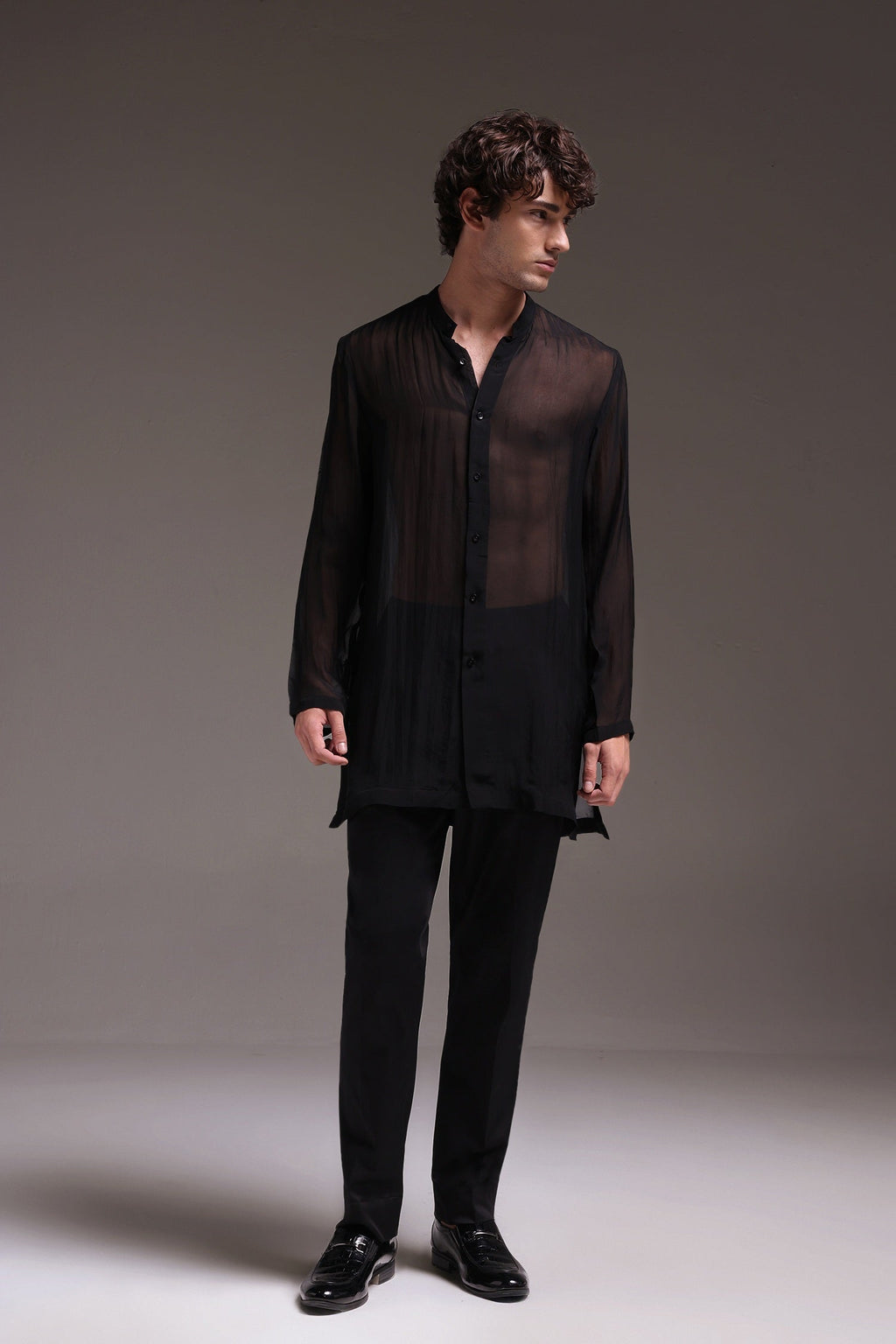 Black Organza Designer Kurta - Black