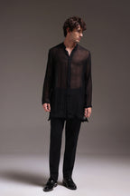 Black Organza Designer Kurta - Black