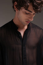 Black Organza Designer Kurta - Black