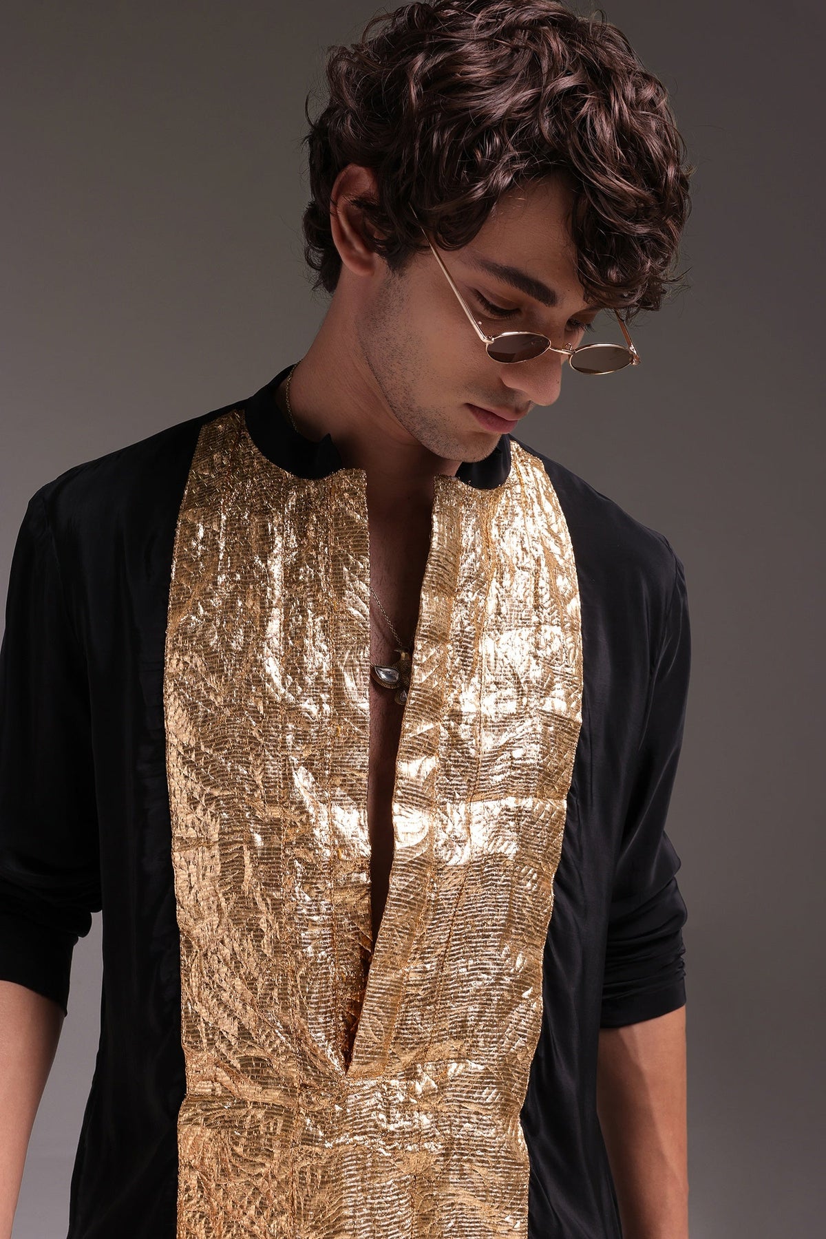 Black Lumpi - Hand Embroidered Designer Kurta - Black