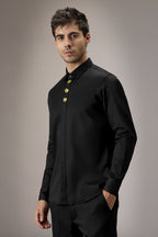 Faces - Hand Embroidered Designer Shirt - Black