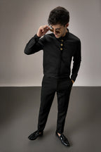 Faces - Hand Embroidered Designer Shirt - Black