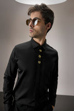 Faces - Hand Embroidered Designer Shirt - Black