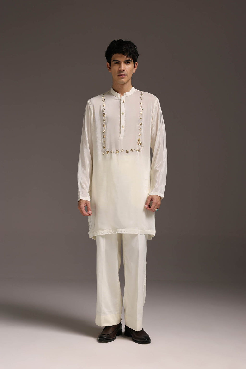 Wade - Hand Embroidered Designer Kurta - Ivory