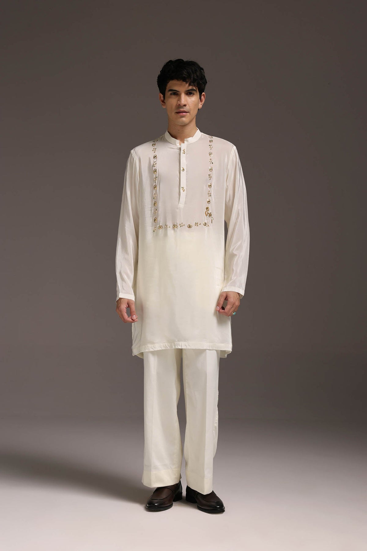 Wade - Hand Embroidered Designer Kurta - Ivory