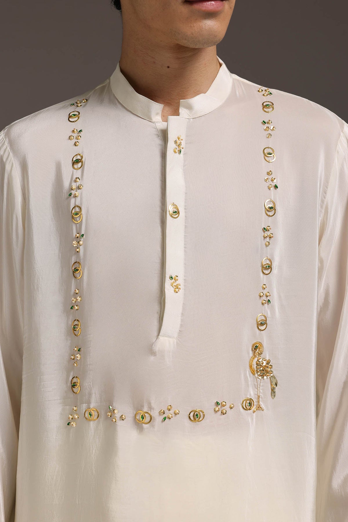 Wade - Hand Embroidered Designer Kurta - Ivory