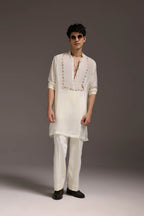 Wade - Hand Embroidered Designer Kurta - Ivory