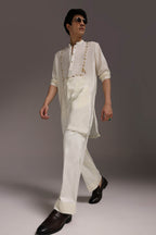 Wade - Hand Embroidered Designer Kurta - Ivory