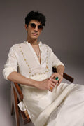 Wade - Hand Embroidered Designer Kurta - Ivory