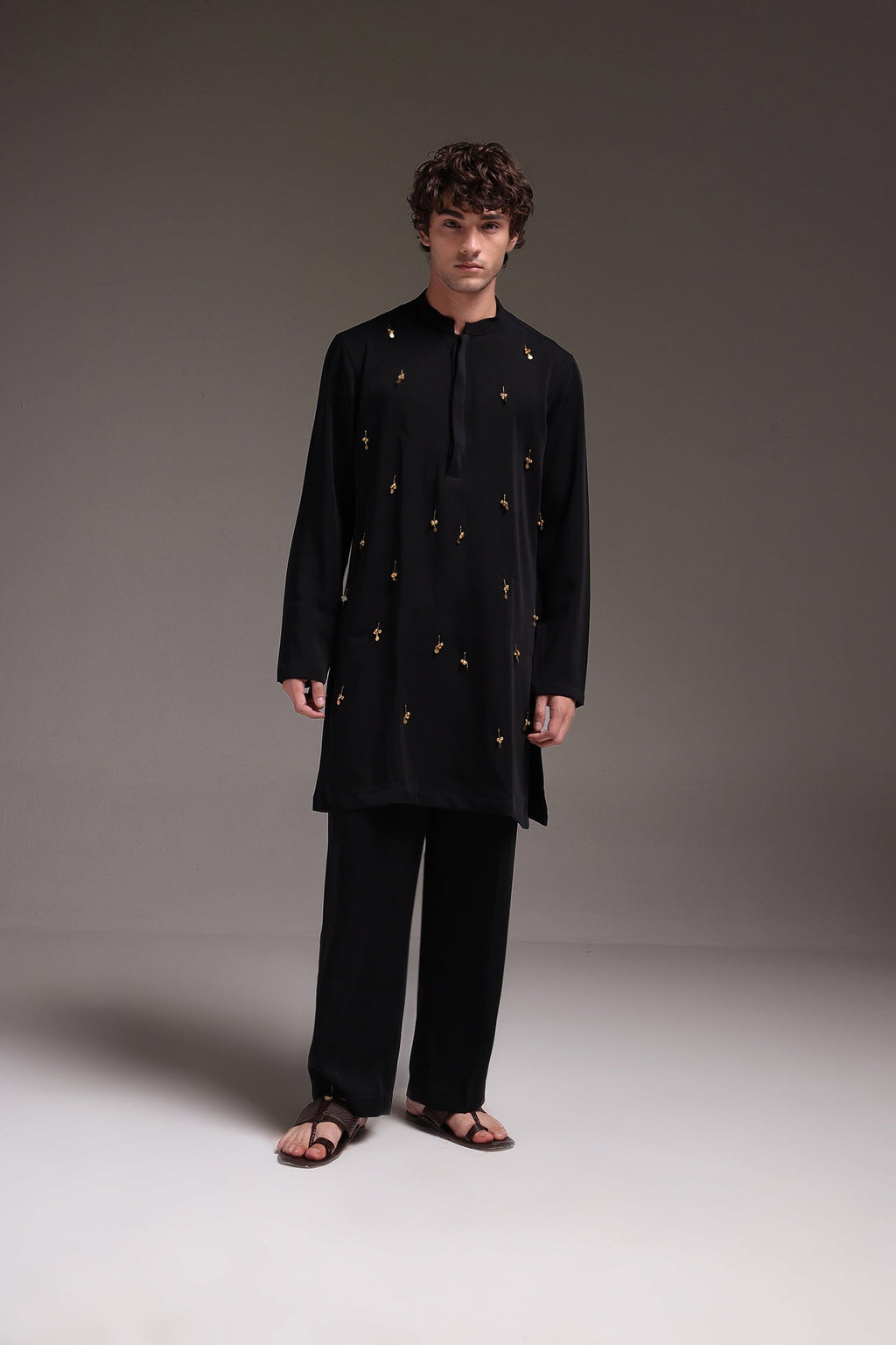 Jingle(Ghungru) - Hand Embroidered Designer Kurta Set - Black