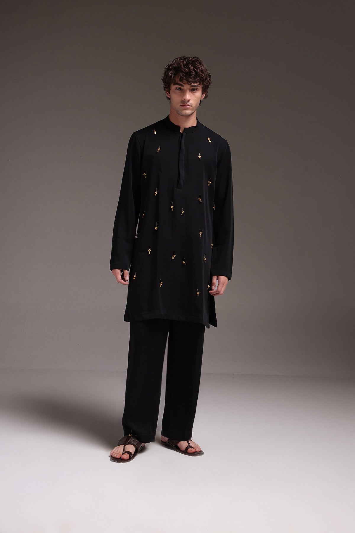 Jingle(Ghungru) - Hand Embroidered Designer Kurta Set - Black