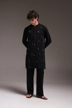 Jingle(Ghungru) - Hand Embroidered Designer Kurta Set - Black