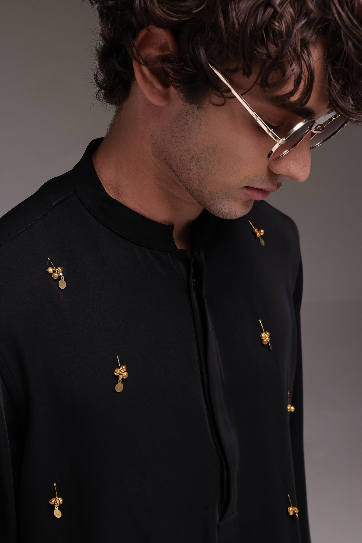 Jingle(Ghungru) - Hand Embroidered Designer Kurta Set - Black
