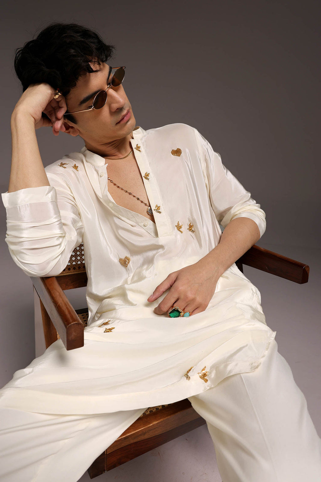 Soul - Hand Embroidered Designer Kurta - Ivory